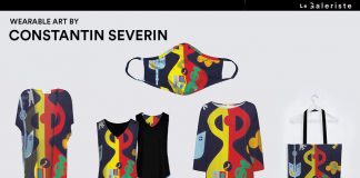 O creație a artistului Constantin Severin, reprodusă pe haine și accesorii fabricate de o companie montrealeză