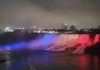 1 Decembrie 2023: Cascada Niagara, iluminată în culorile drapelului românesc